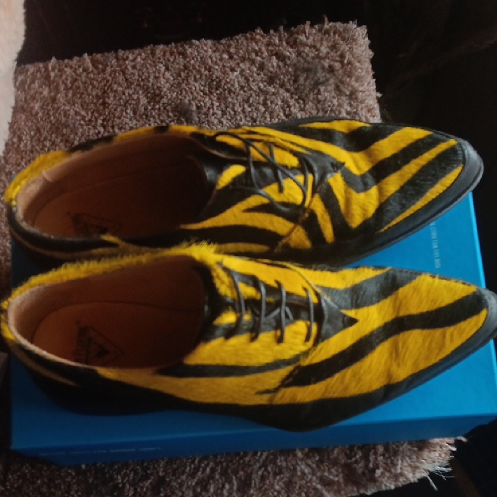 John Fluevog Striking Yellow and Black Oxfords